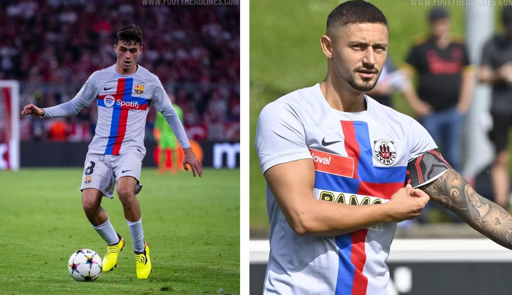 因球队体育总监是巴萨球迷，瑞士第四级别球队穿巴萨球衣比赛